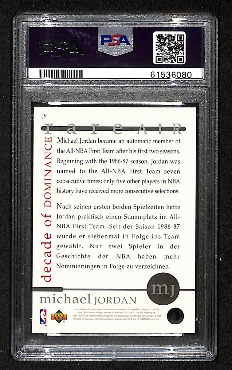 Michael Jordan 1994 Upper Deck Card #J9 Chicago Bulls PSA/DNA NM-MT 8 202088