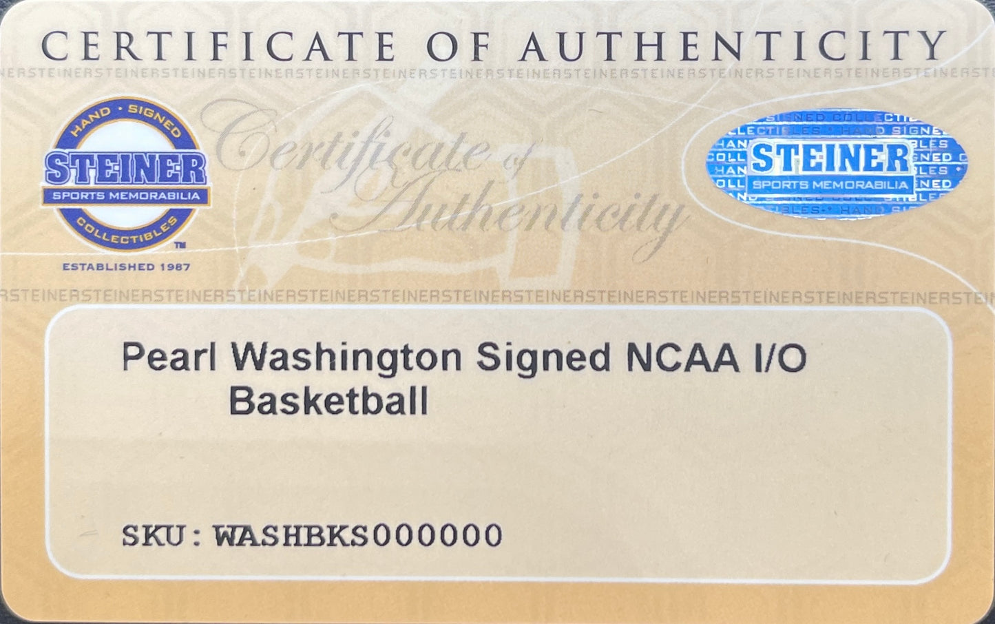 Pearl Washington Signed Hand Painted NCAA Basketball Syracuse Steiner 201276