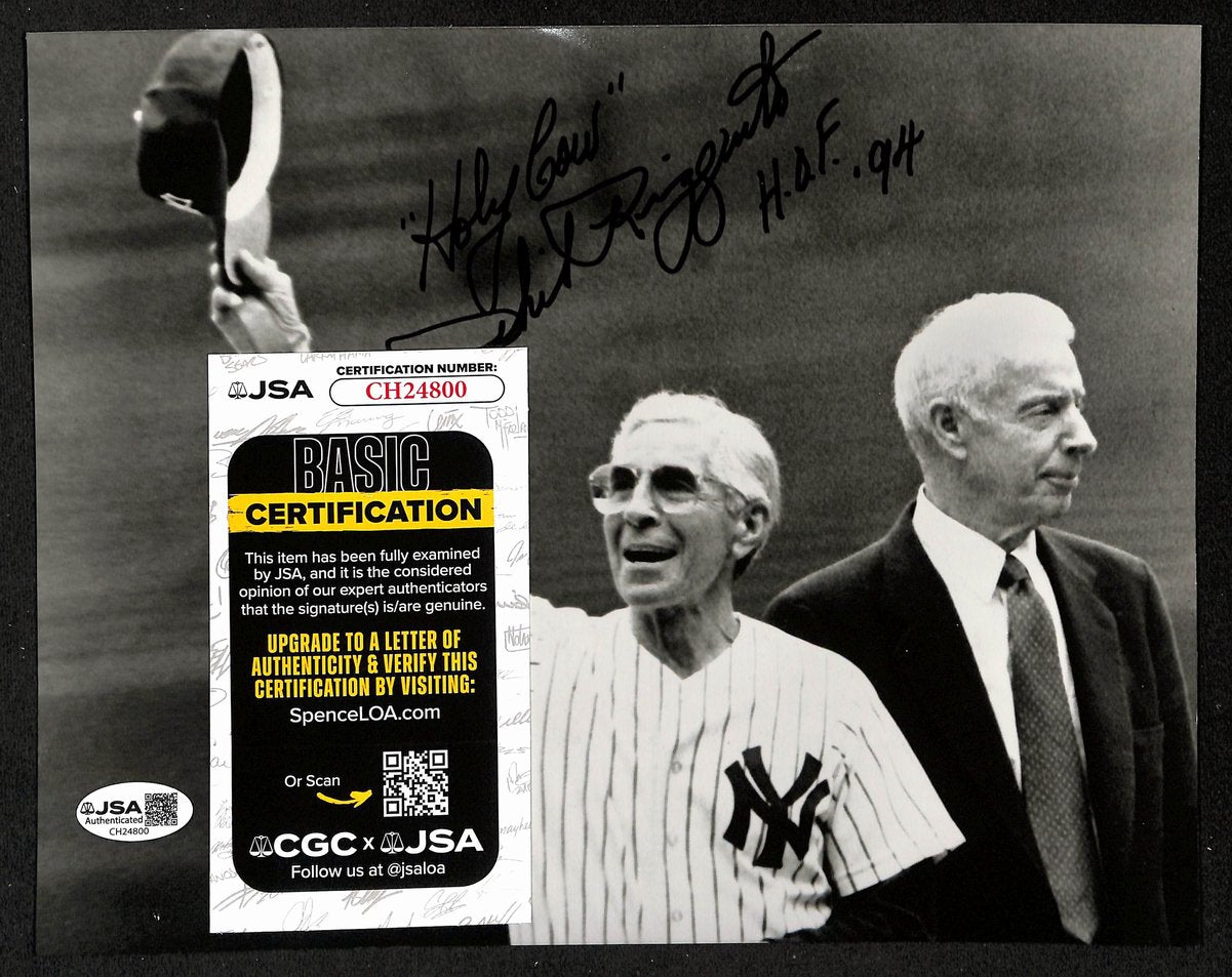 Phil Rizzuto HOF Signed/Inscr 8x10 Photo w/ Joe DiMaggio Yankees JSA 201897