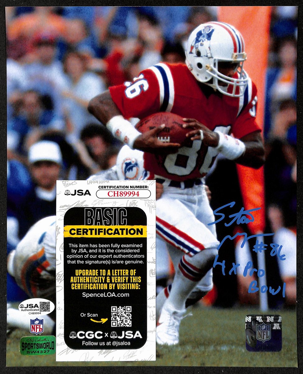 Stanley Morgan Signed/Inscribed 8x10 Photo New England Patriots JSA 201998