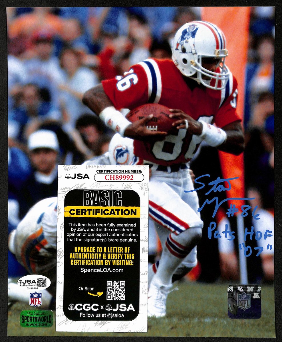 Stanley Morgan Signed/Inscribed 8x10 Photo New England Patriots JSA 201999