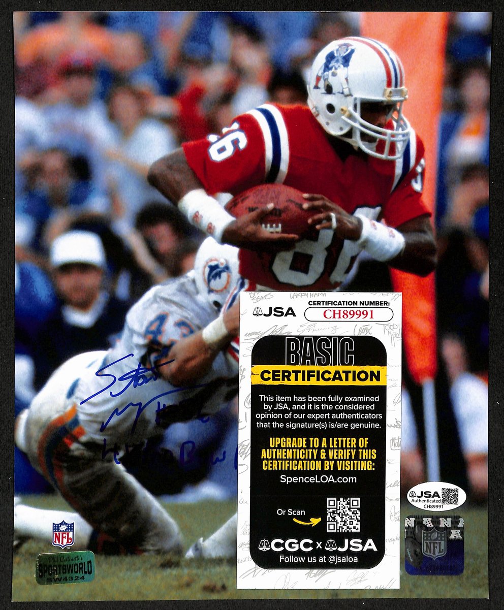 Stanley Morgan Signed/Inscribed 8x10 Photo New England Patriots JSA 202000