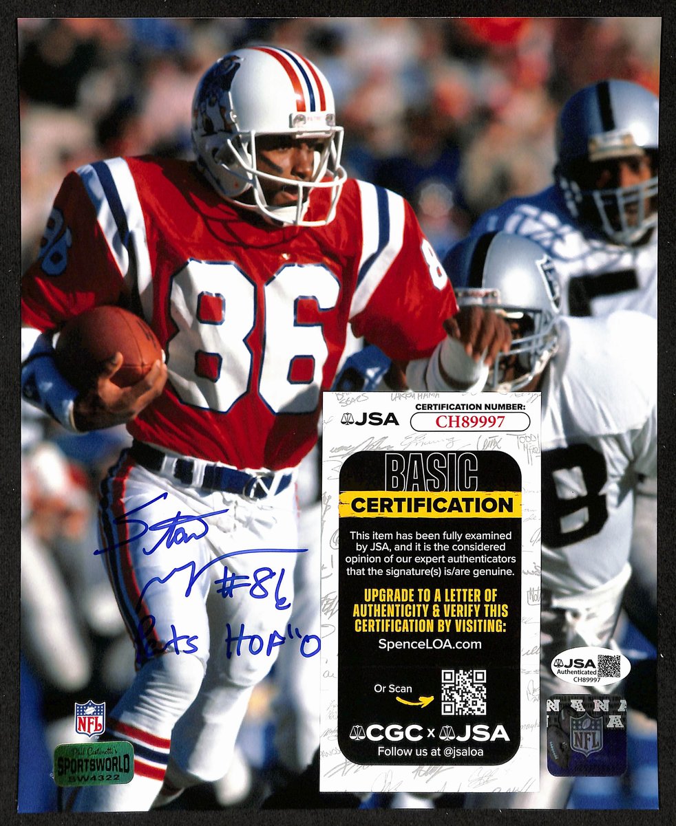 Stanley Morgan Signed/Inscribed 8x10 Photo New England Patriots JSA 202001