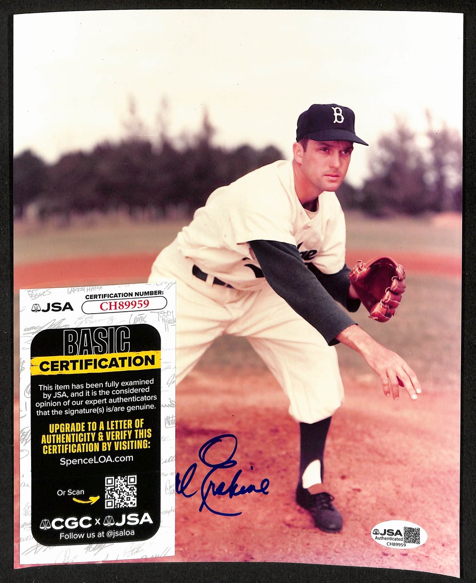 Carl Erskine Signed/Autographed 8x10 Photo Brooklyn Dodgers JSA 202035