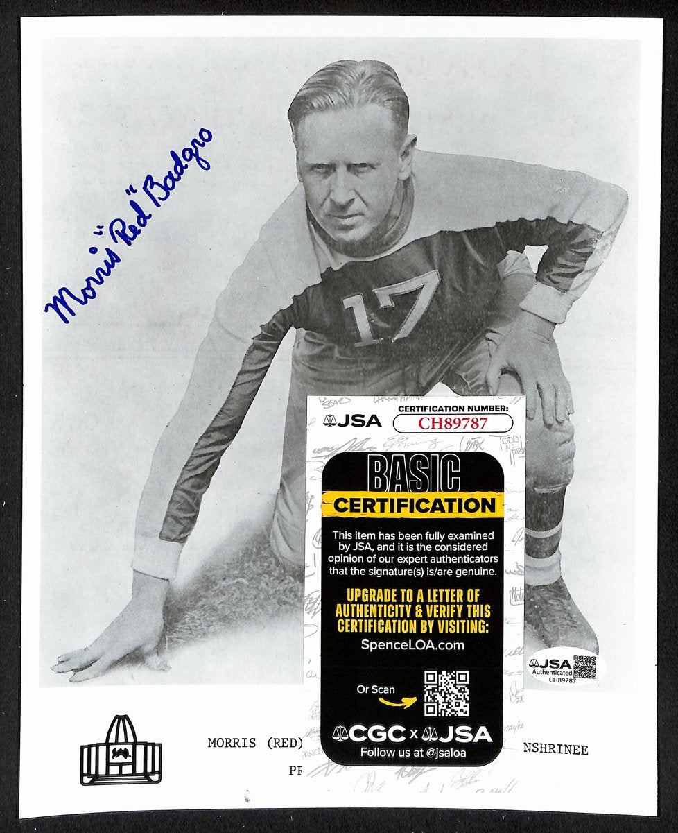 Morris Red Badgro Official Pro Football Hall of Fame Auto/Signed 8x10 Photo JSA BA201944