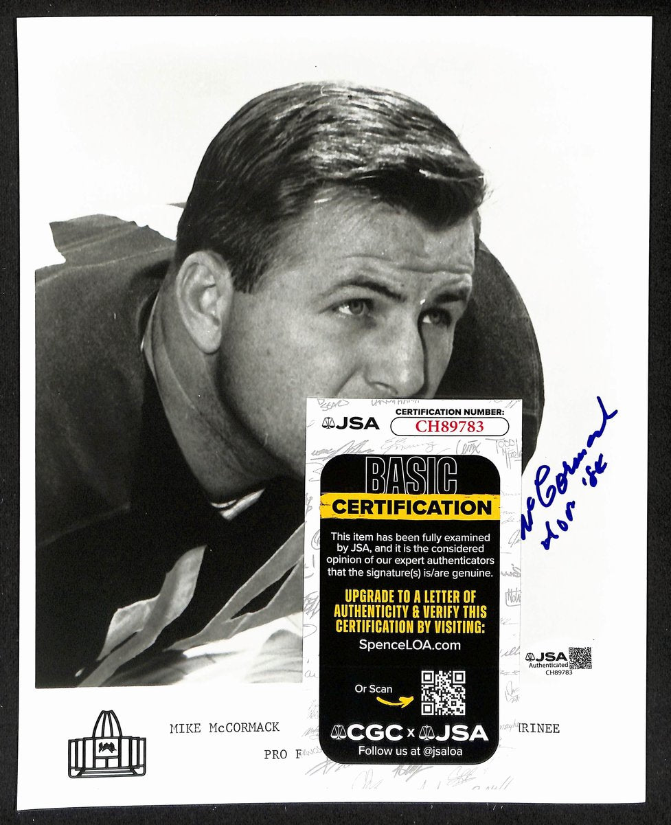 Mike McCormack Official Pro Football Hall of Fame Auto/Signed 8x10 Photo JSA BA201948