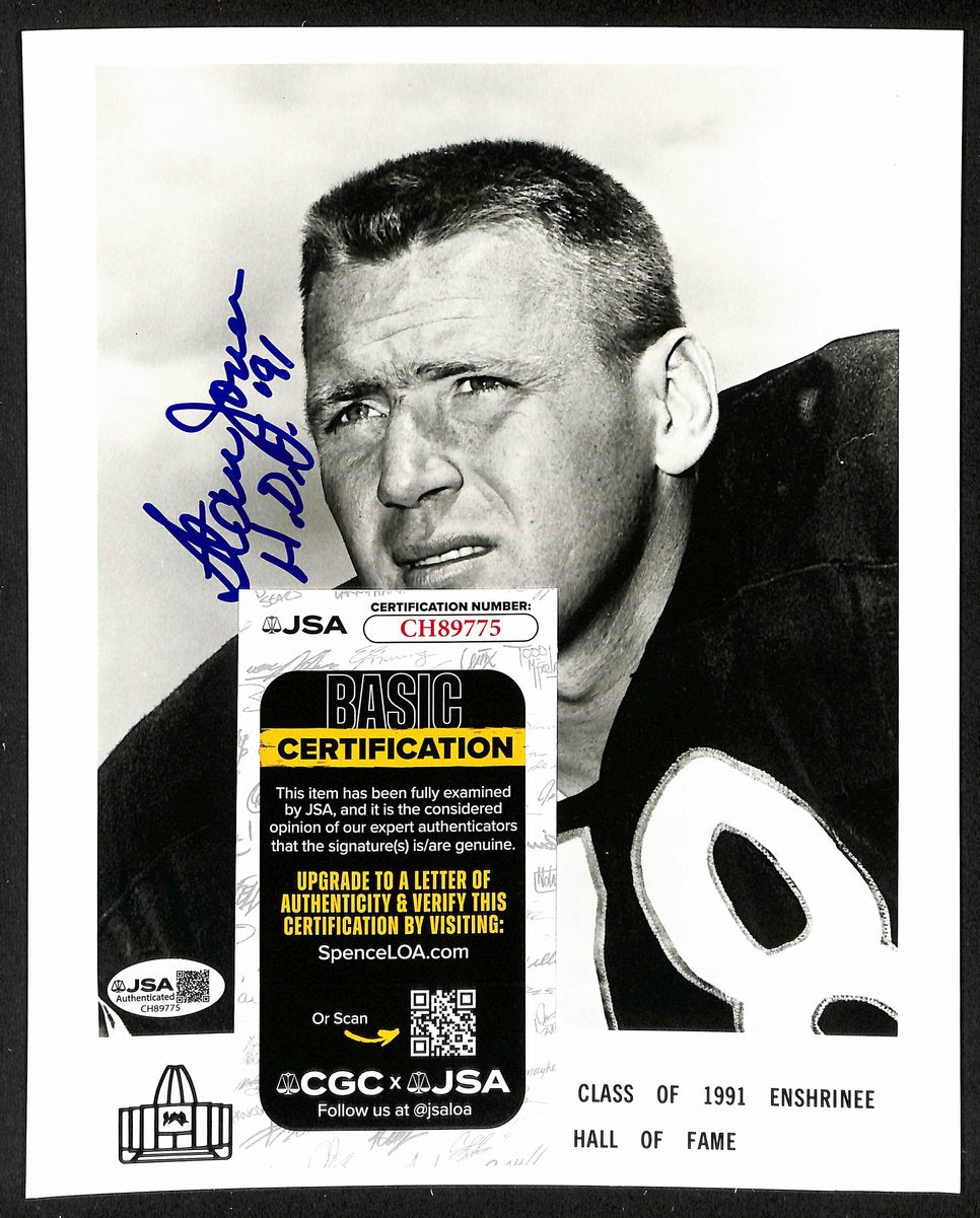Stan Jones Official Pro Football Hall of Fame Auto/Signed 8x10 Photo JSA BA201956