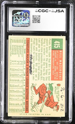 1959 Topps Bill Mazeroski CGC x JSA Auth Signed/Auto Baseball Card BA202271