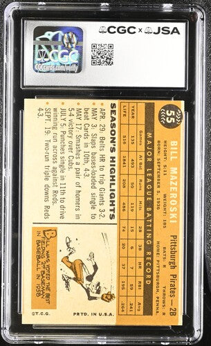 1960 Topps Bill Mazeroski CGC x JSA Auth Signed/Auto Baseball Card BA202272