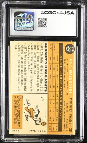 1960 Topps Bill Mazeroski CGC x JSA Auth Signed/Auto Baseball Card BA202274