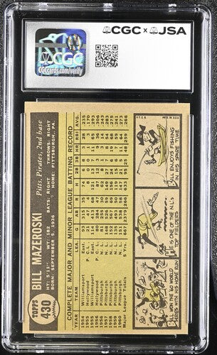 1961 Topps Bill Mazeroski CGC x JSA Auth Signed/Auto Baseball Card BA202278