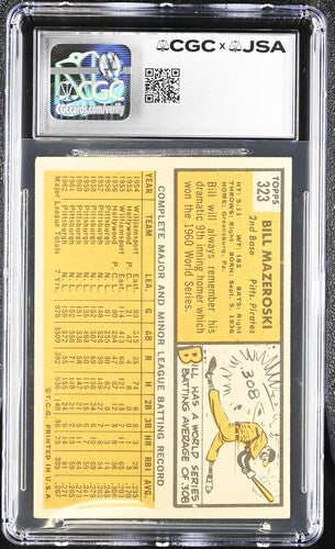 1963 Topps Bill Mazeroski CGC x JSA Auth Signed/Auto Baseball Card BA202283
