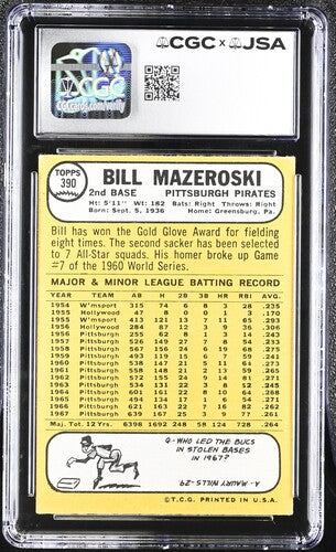 1968 Topps Bill Mazeroski CGC x JSA Auth Signed/Auto Baseball Card BA202290