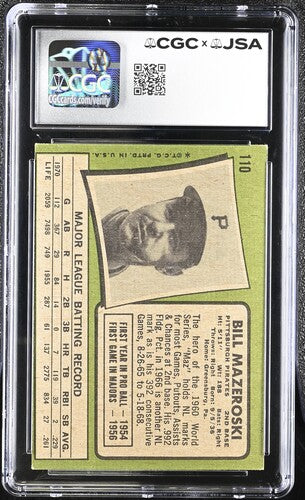 1971 Topps Bill Mazeroski CGC x JSA Auth Signed/Auto Baseball Card BA202296