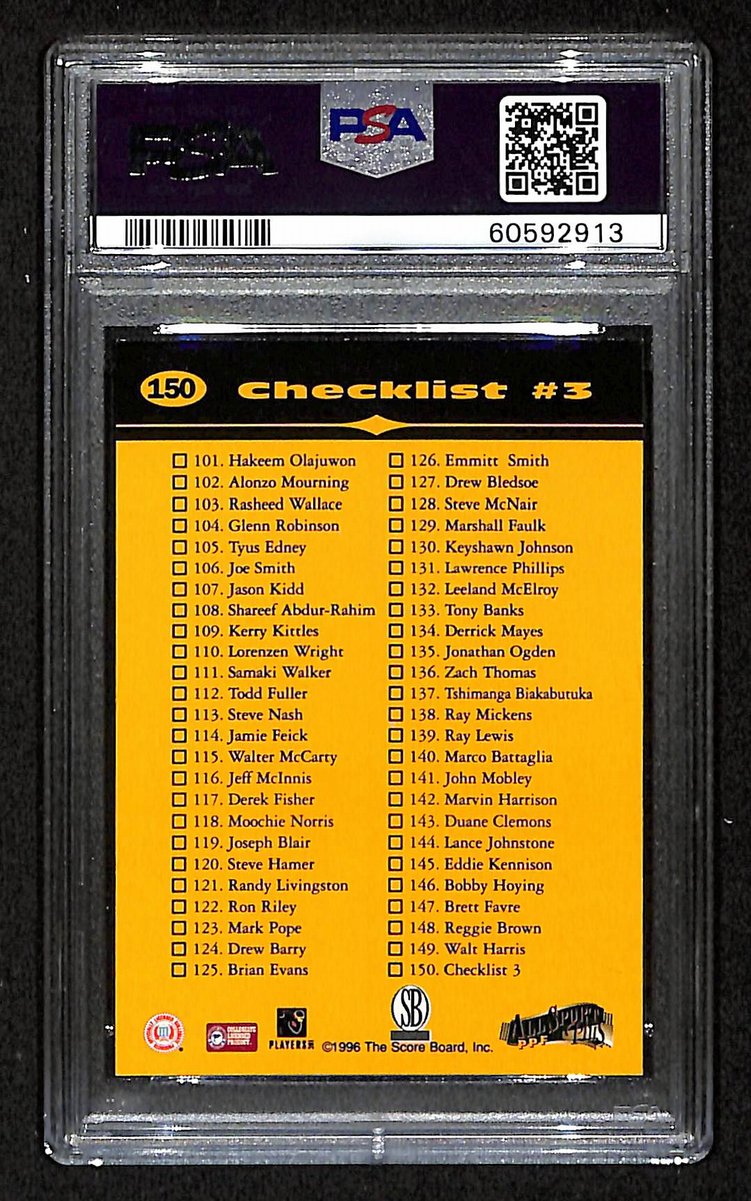 1996 Score Board All Sport PPF Kobe Bryant RC Card #150 Lakers PSA 9 MINT 201006