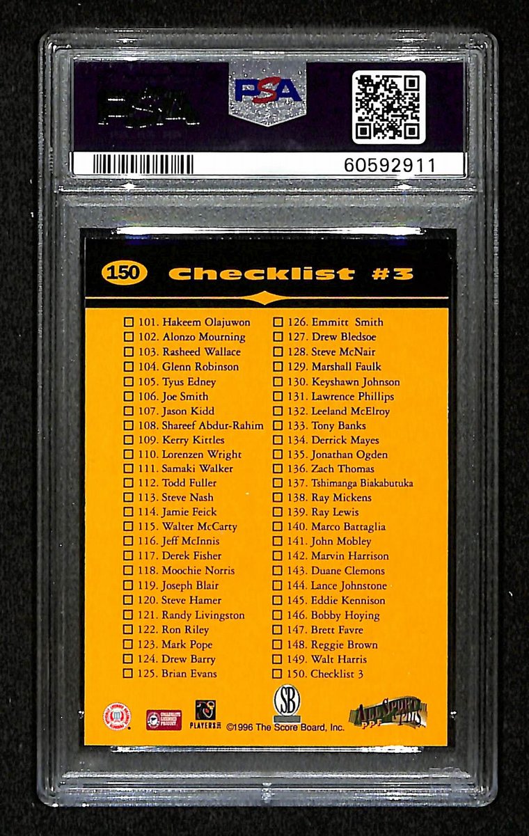 1996 Score Board All Sport PPF Kobe Bryant RC Card #150 Lakers PSA 9 MINT 201009