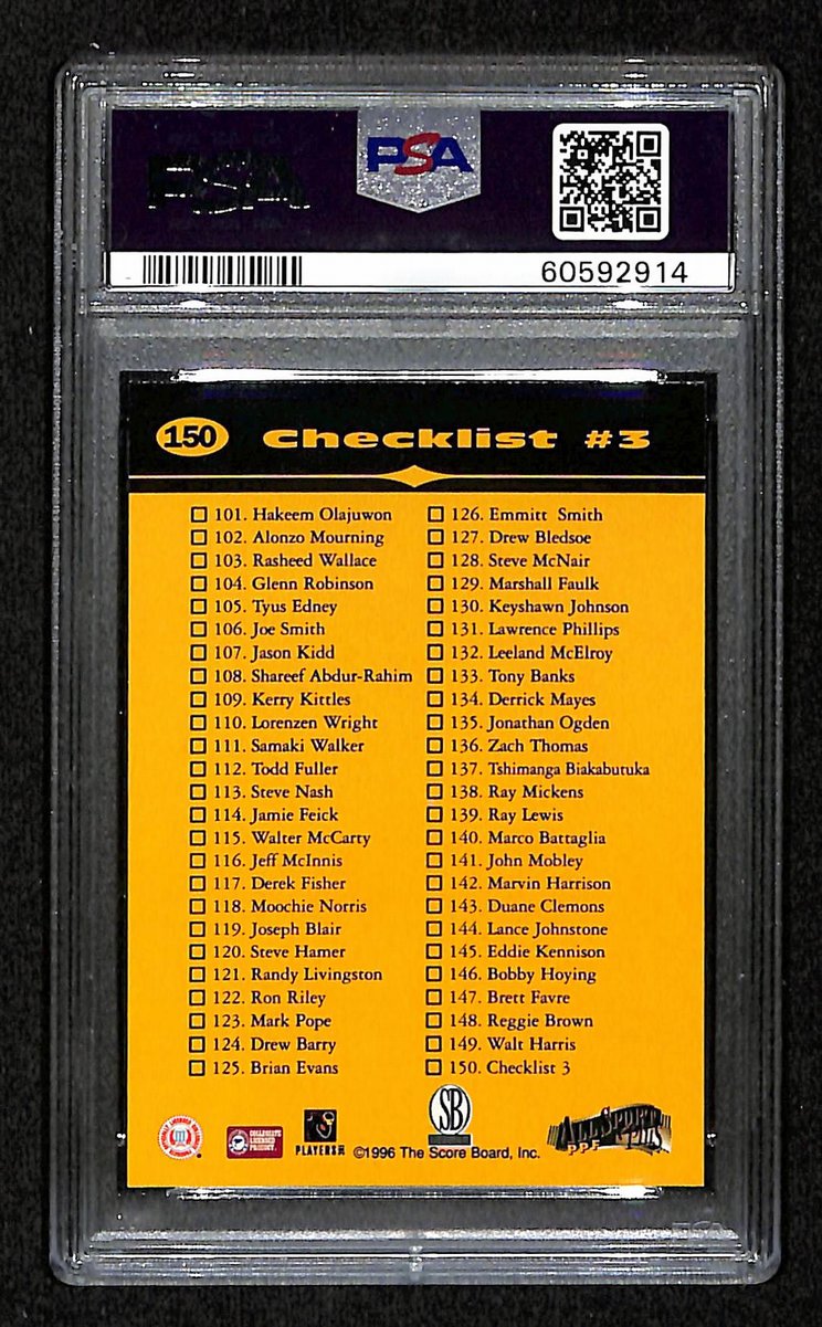 1996 Score Board All Sport PPF Kobe Bryant RC Card #150 Lakers PSA 9 MINT 201018