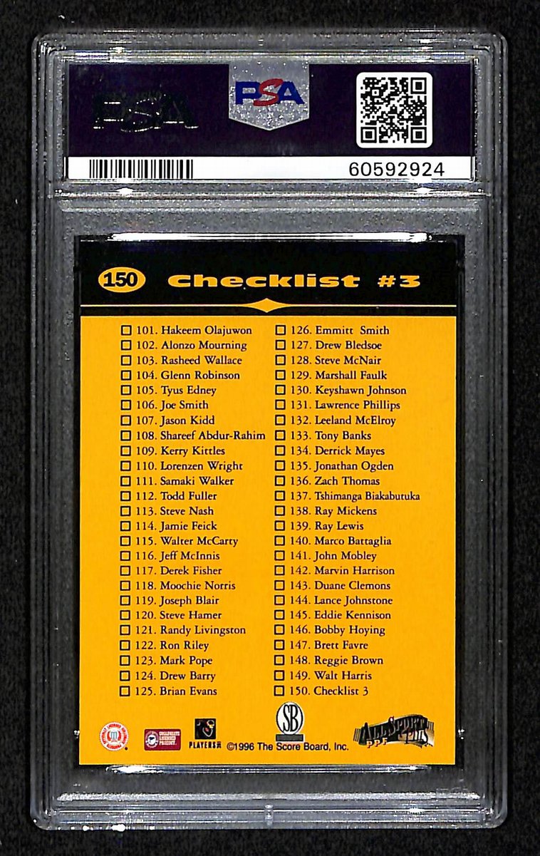 1996 Score Board All Sport PPF Kobe Bryant RC Card #150 Lakers PSA 9 MINT 201019