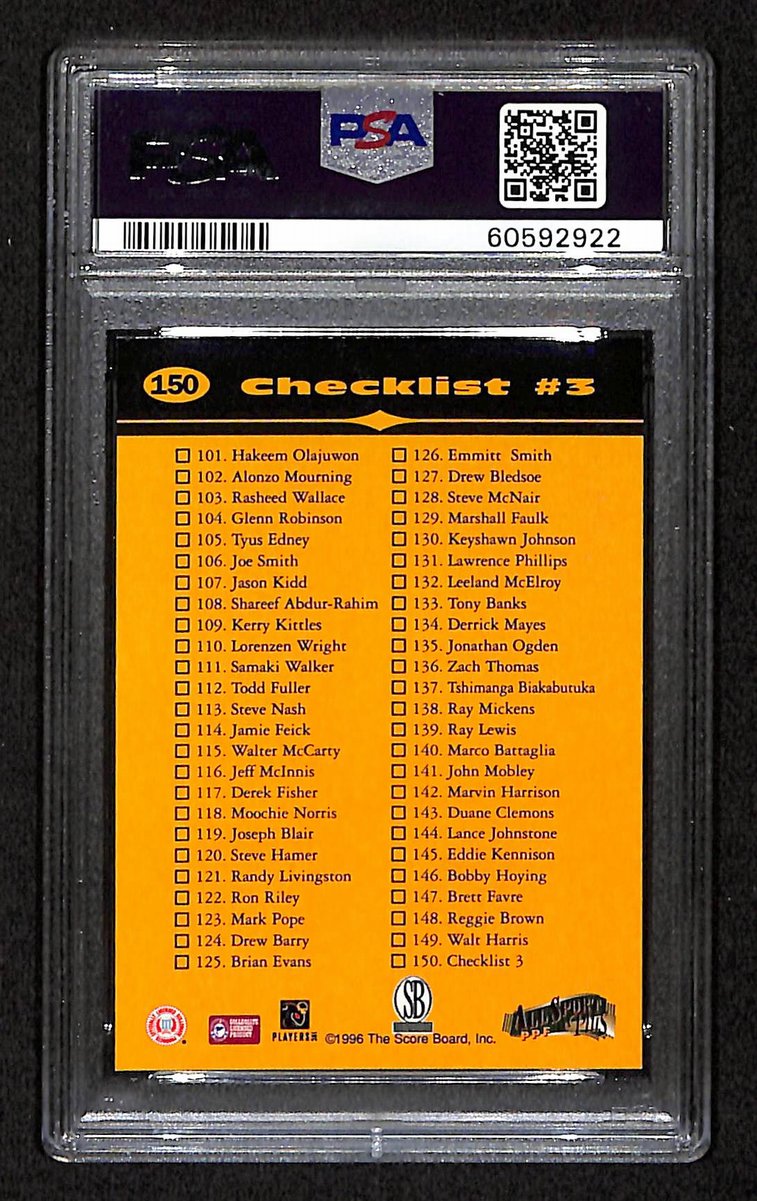 1996 Score Board All Sport PPF Kobe Bryant RC Card #150 Lakers PSA 9 MINT 201023