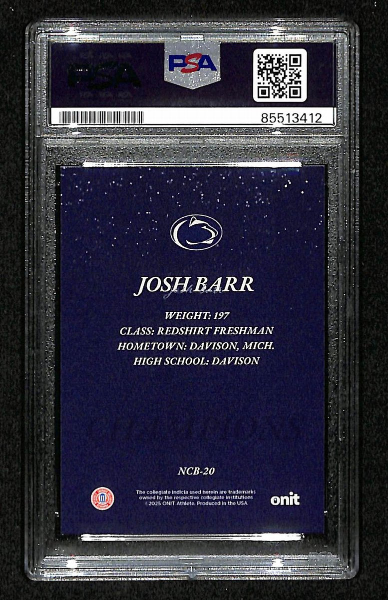 2024-25 Onit Josh Barr PSA/DNA Auth Signed/Auto PSU Wrestling Card BA203207