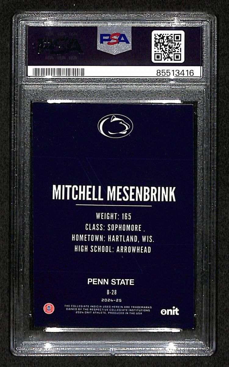2024-25 Onit Mitchell Mesenbrink PSA/DNA Signed/Auto PSU Wrestling Card BA203208