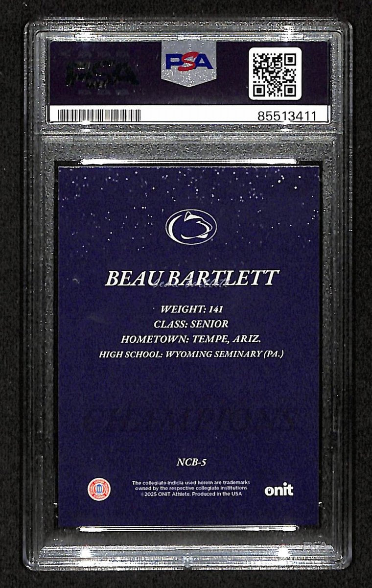 2024-25 Onit Beau Bartlett PSA/DNA Auth Signed/Auto PSU Wrestling Card BA203216