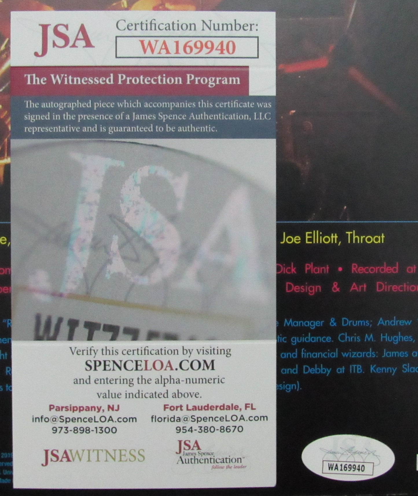 Def Leppard Joe Elliott/Phil Collen Signed Album "On Through the Night" JSA 3