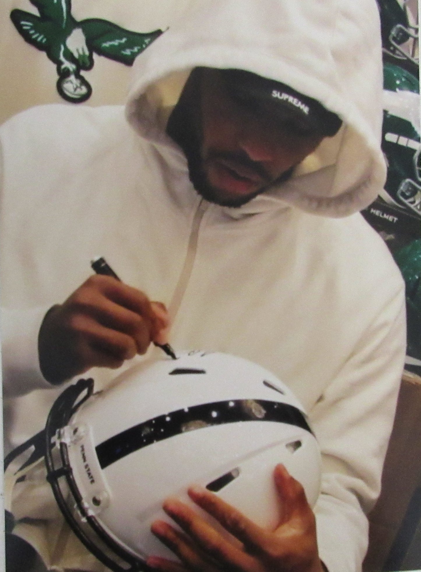 Saquon Barkley Signed Full Size White Speed Authentic Helmet PSU PSA/DNA 203236