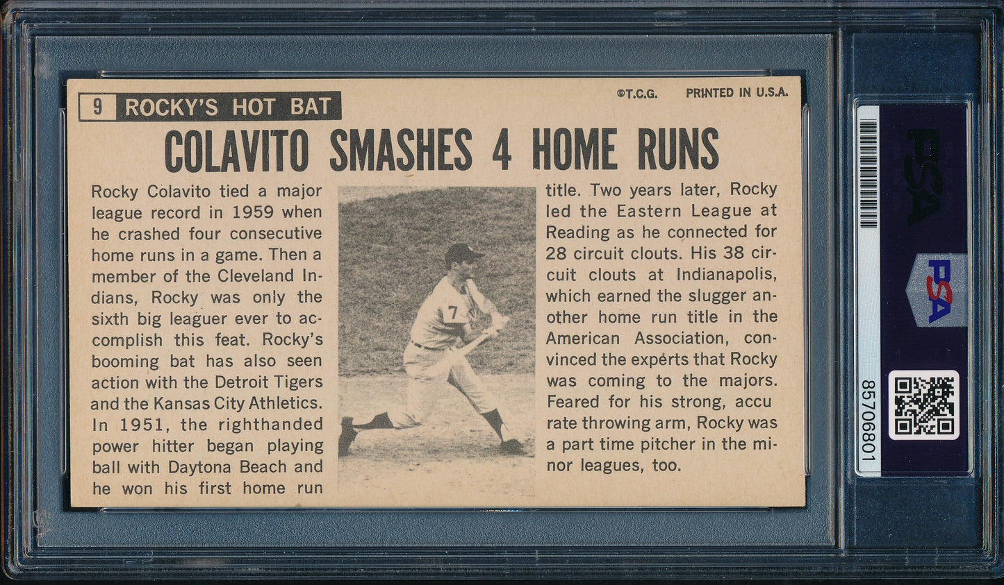 1964 TOPPS Giants Rocky Colavito Card #9 Signed/Auto KC Athletics PSA/DNA 203253