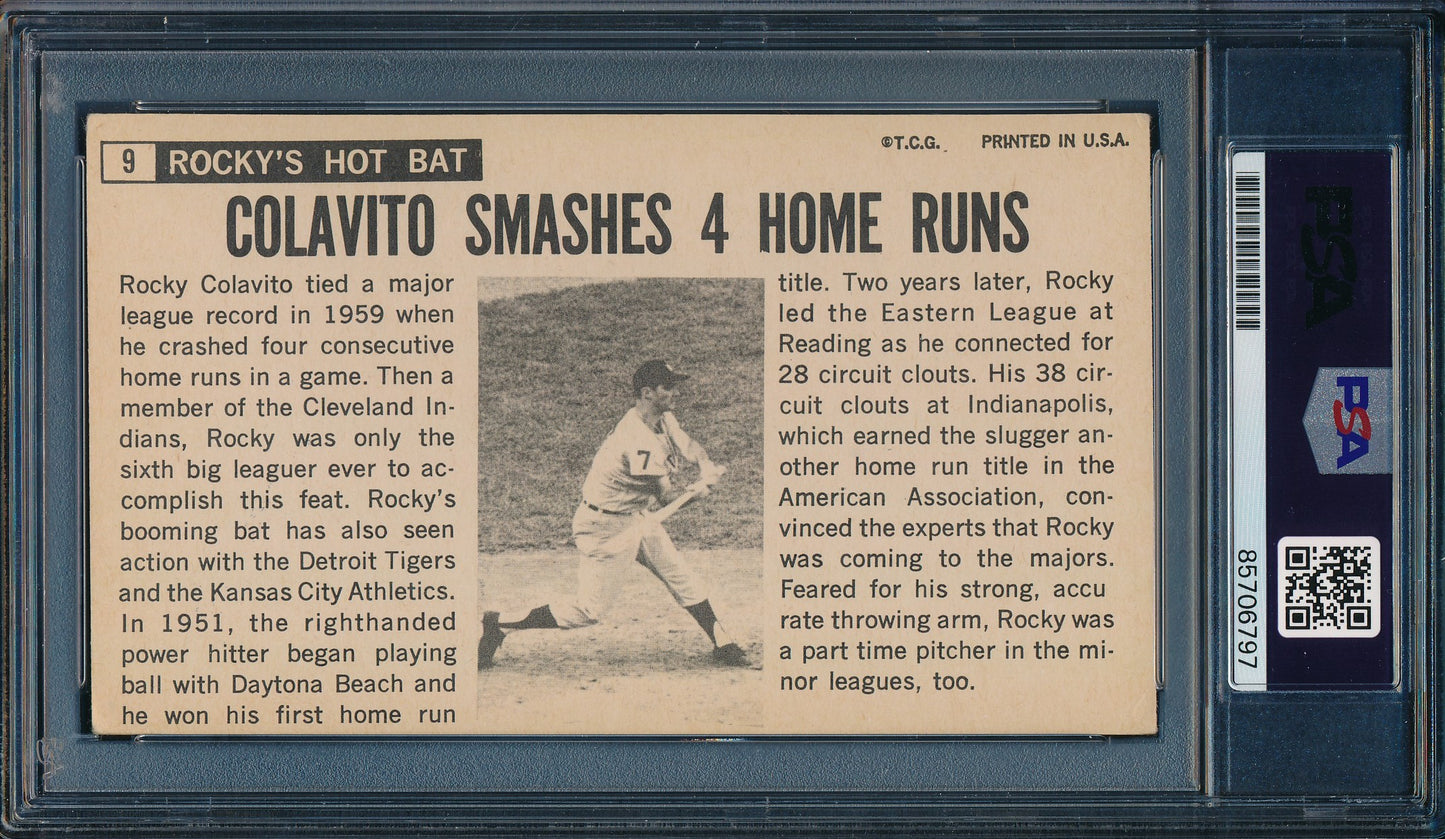 1964 TOPPS Giants Rocky Colavito Card #9 Signed/Auto KC Athletics PSA/DNA 203256