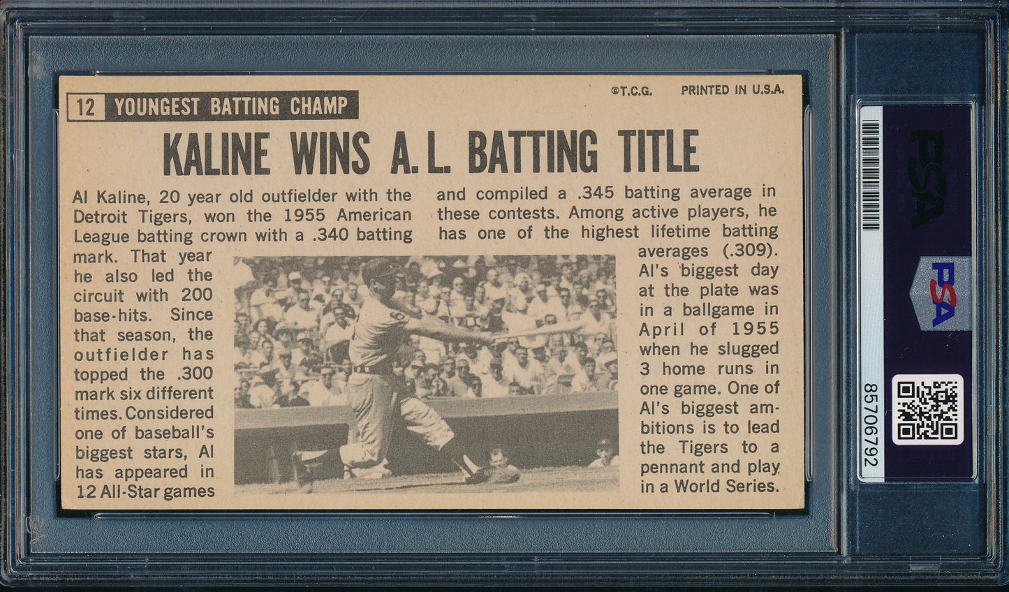 1964 TOPPS Giants Al Kaline HOF Card #12 Signed/Auto Tigers PSA/DNA 203260