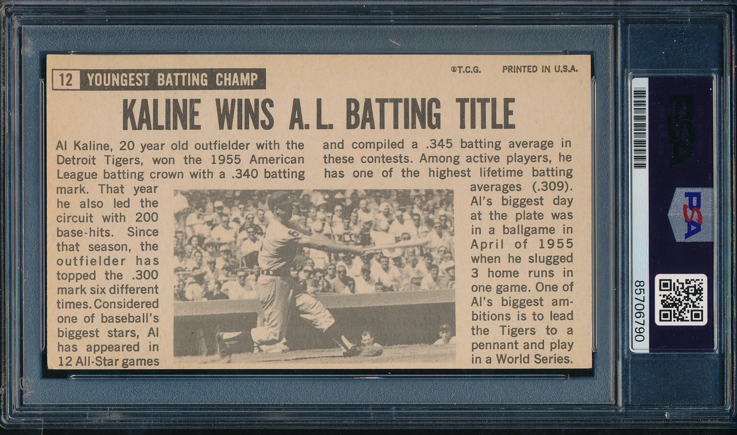 1964 TOPPS Giants Al Kaline HOF Card #12 Signed/Auto Tigers PSA/DNA 203261