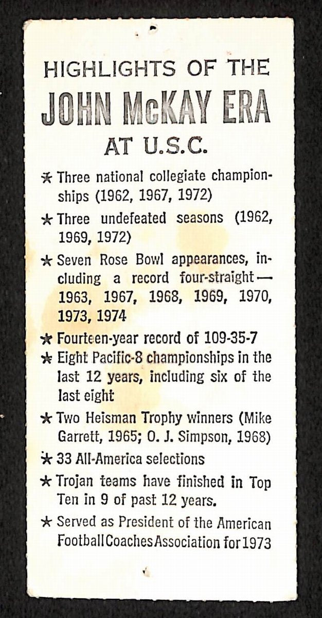 11/2/1974 College Football Game Ticket Stub USC vs. California Bears 203816