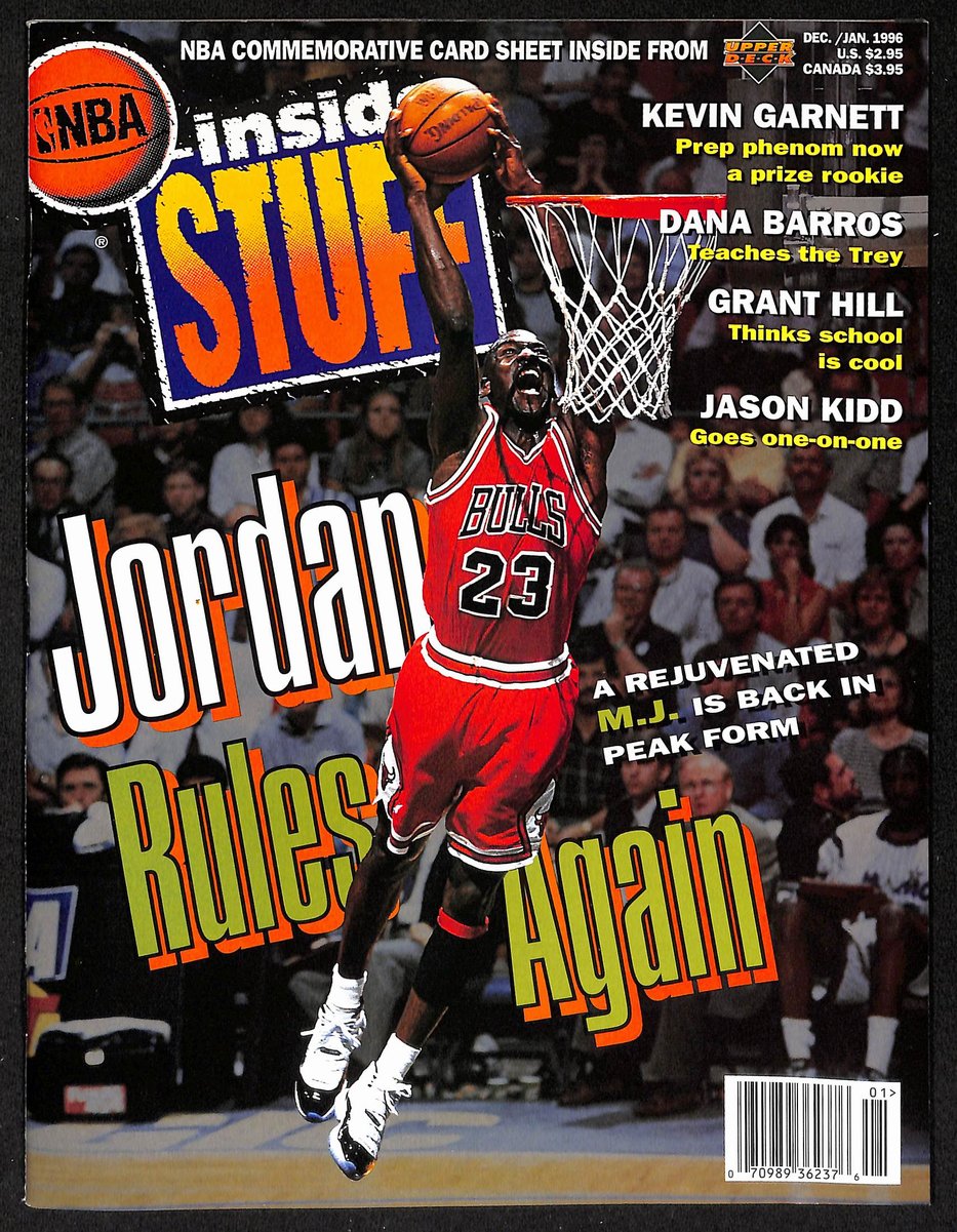 Dec/Jan 1996 NBA Inside Stuff Magazine Michael Jordan No Label Newstand UNSIGNED