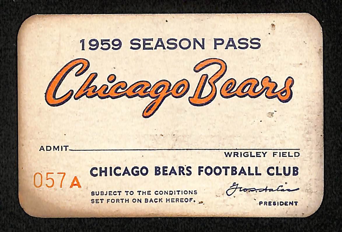 Vintage 1959 Season Pass Chicago Bears Football Club 201707