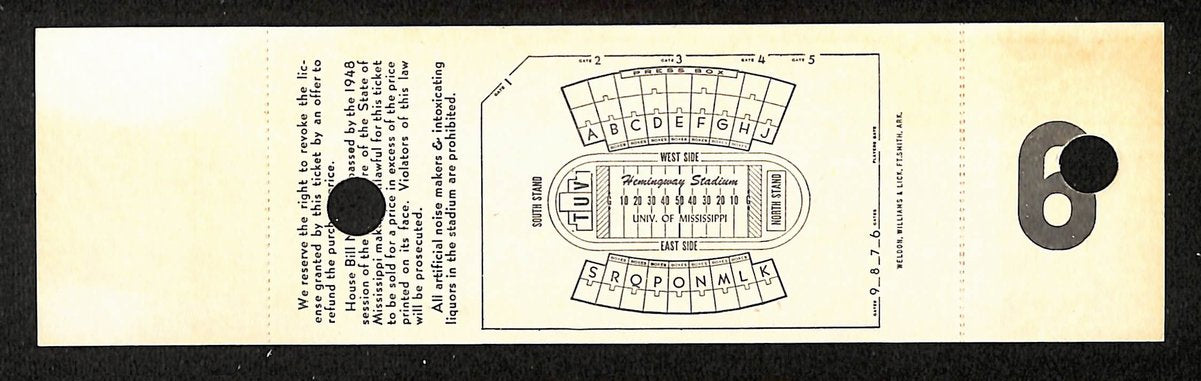 10/11/1975 College Football Game Full Ticket Georgia vs. Mississippi 201710