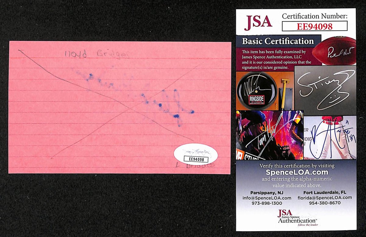 Lloyd Bridges Signed/Autographed 3x5 Index Card Actor JSA 201723