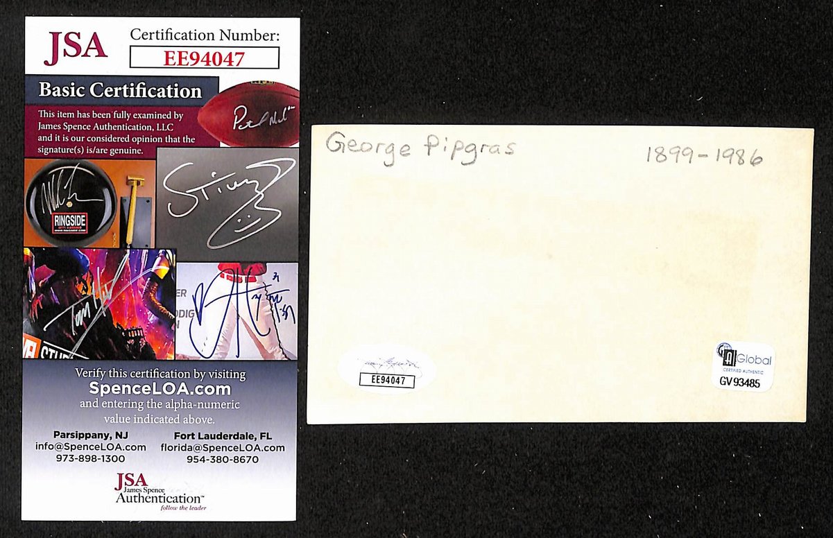 George Pipgras Signed/Autographed 3x5 Index Card New York Yankees JSA 201725