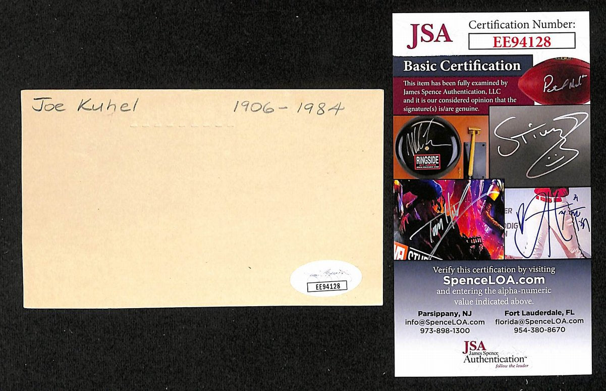 Joe Kuhel Signed/Autographed 3x5 Index Card Chicago White Sox JSA 201730