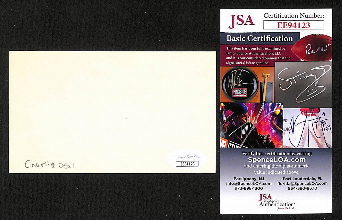 Charlie Deal Signed/Autographed 3x5 Index Card Chicago Cubs JSA 201737