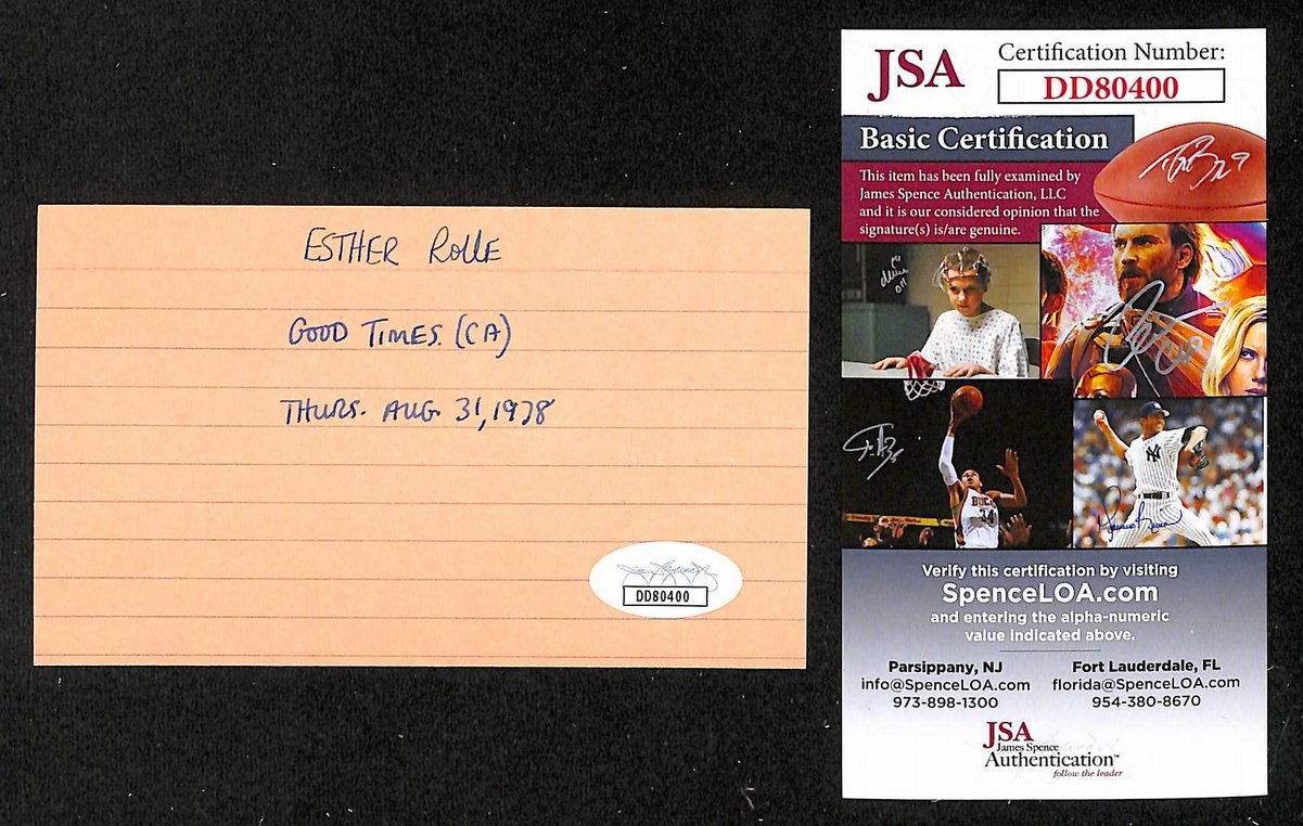 Esther Rolle Signed/Inscribed 3x5 Index Card Actress "Good Times" JSA 201746