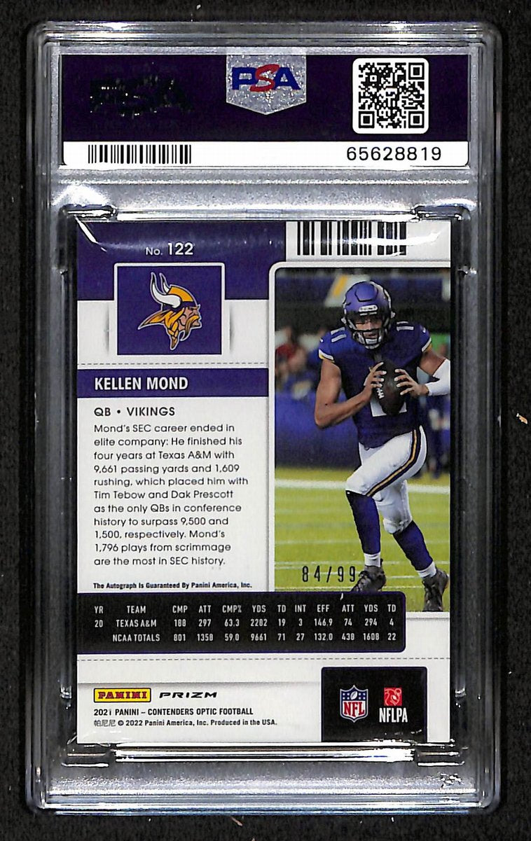 2021 Contenders Optic Kellen Mond Rookie Ticket Auto Red RC PSA 9 BA201750