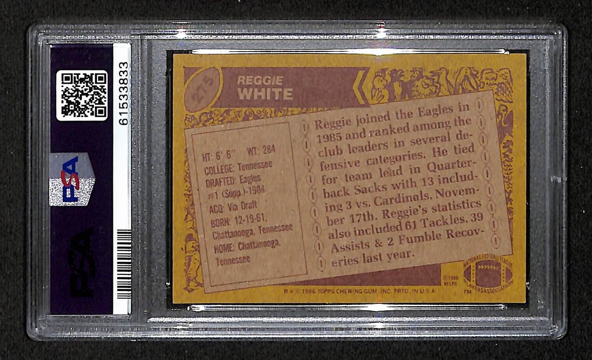1986 Topps Philadelphia Eagles Reggie White RC #275 PSA 7 BA201783