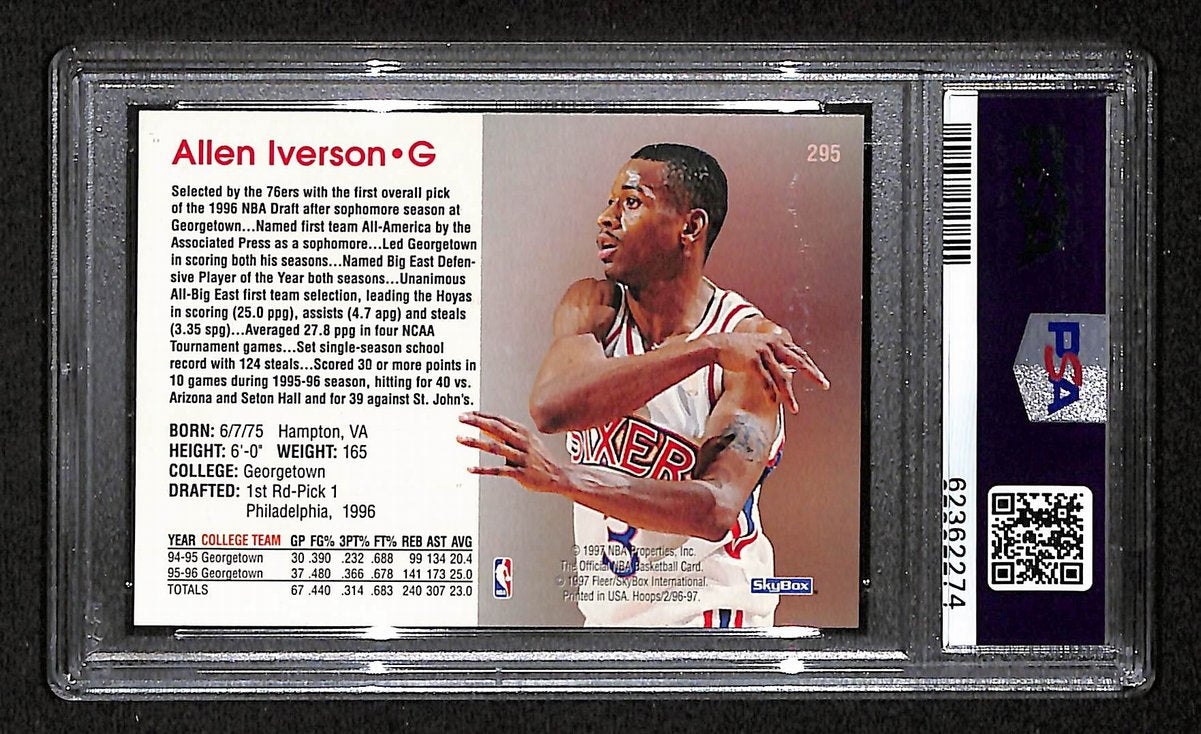 1996 Hoops Philadelphia 76ers Allen Iverson RC #295 PSA 8 BA201786