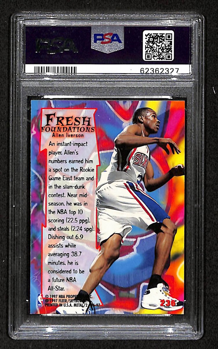 1996 Fleer Metal Philadelphia 76ers Allen Iverson RC #236 PSA 7.5 BA201787
