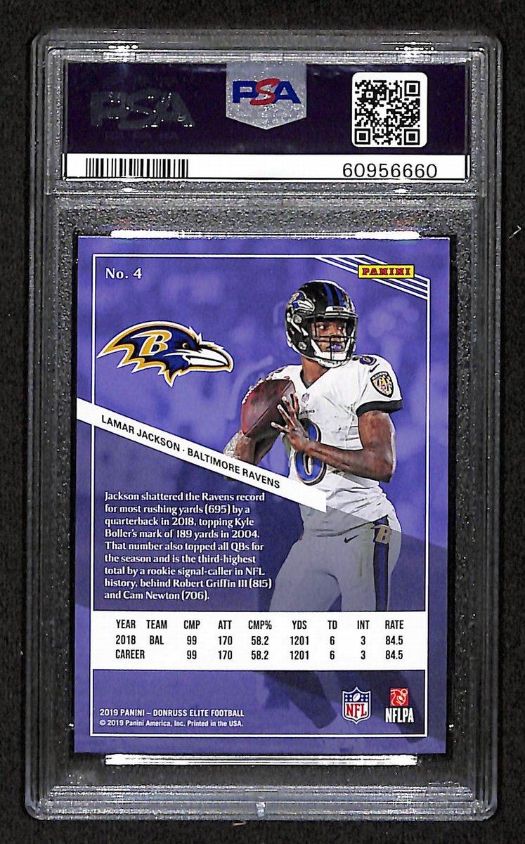 2019 Panini Donruss Elite Green Ravens Lamar Jackson #4 PSA 9 BA201791