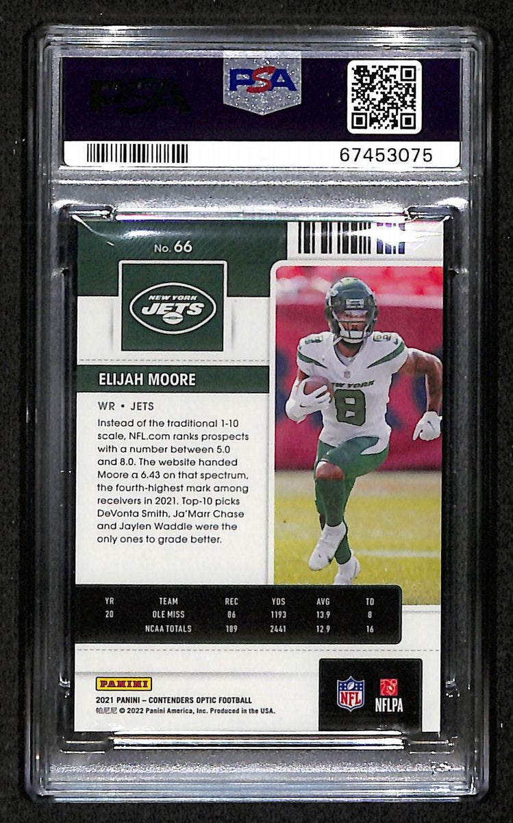 2021 Contenders Optic Silver Jets Elijah Moore #66 PSA 10 Gem Mint BA201793