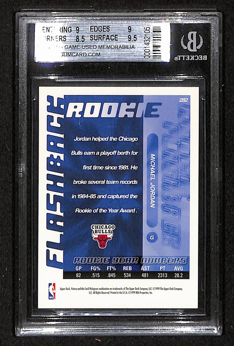1999-00 UD Victory Michael Jordan Practice Worn Jersey #282 Beckett 9 BA201797