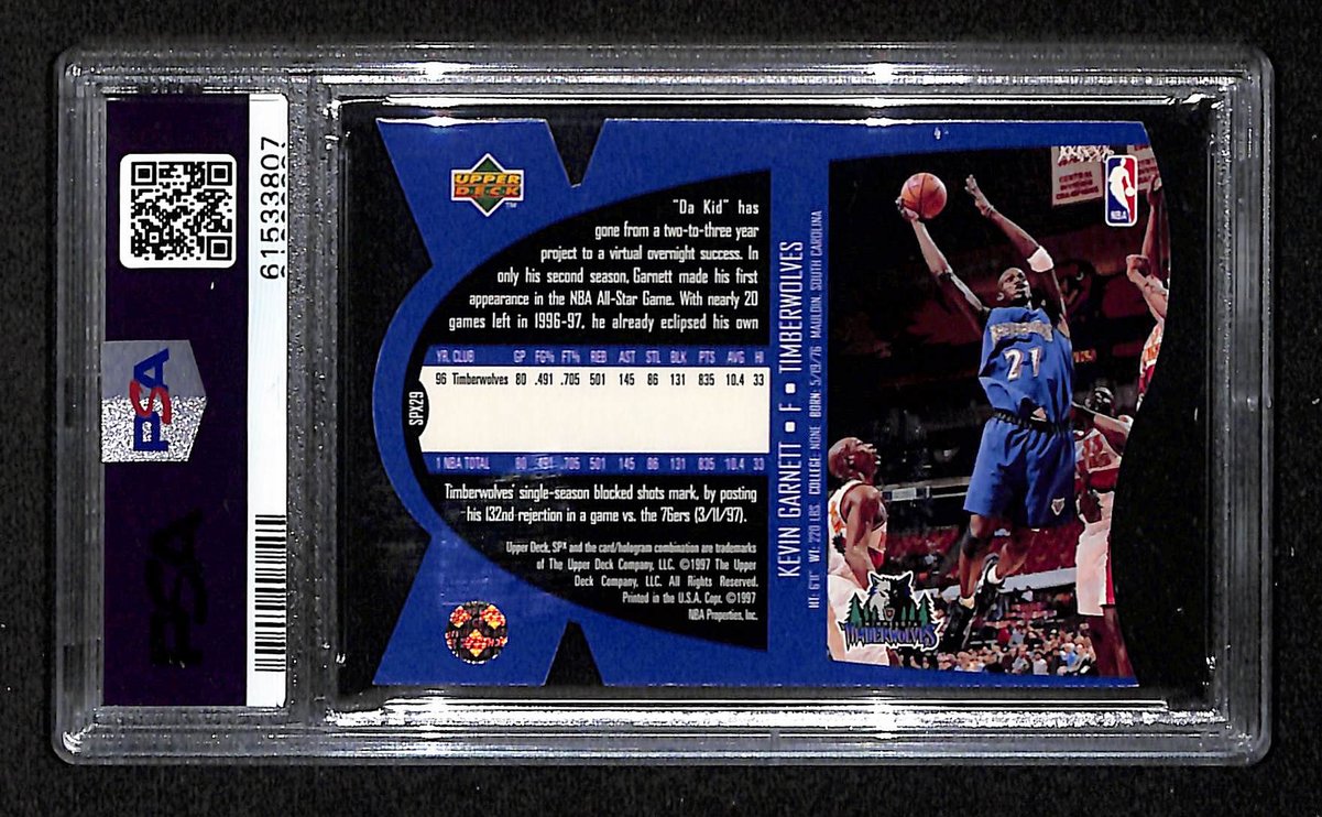 1997 SPx Die-Cut Timberwolves Kevin Garnett #29 PSA 5 BA201800
