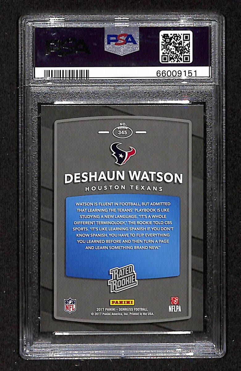 2017 Panini Donruss Texans DeShaun Watson RC #345 PSA 9 BA201809